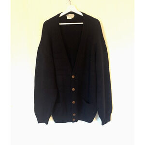 Gucci Cardigan Sweater Mens 54 XL Black Camel Hair Buttons Vtg Vneck